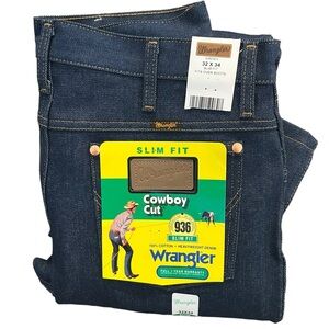 Wrangler® Cowboy Cut® Slim Fit Heavyweight Denim 936DEN 32x34 Men’s Jean NEW